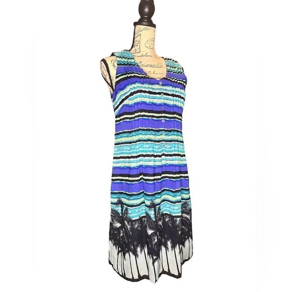 Rabbit Rabbit Rabbit V neck dress with black palm trees at the bottom. EUC - Picture 1 of 10